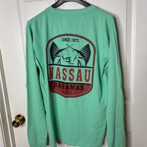 NWT Salty Waves Swordfish Fish Nassau Bahamas Graphic Long Sleeve T Shirt Sz L